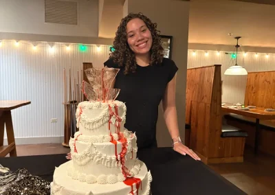 Katie makes the cake